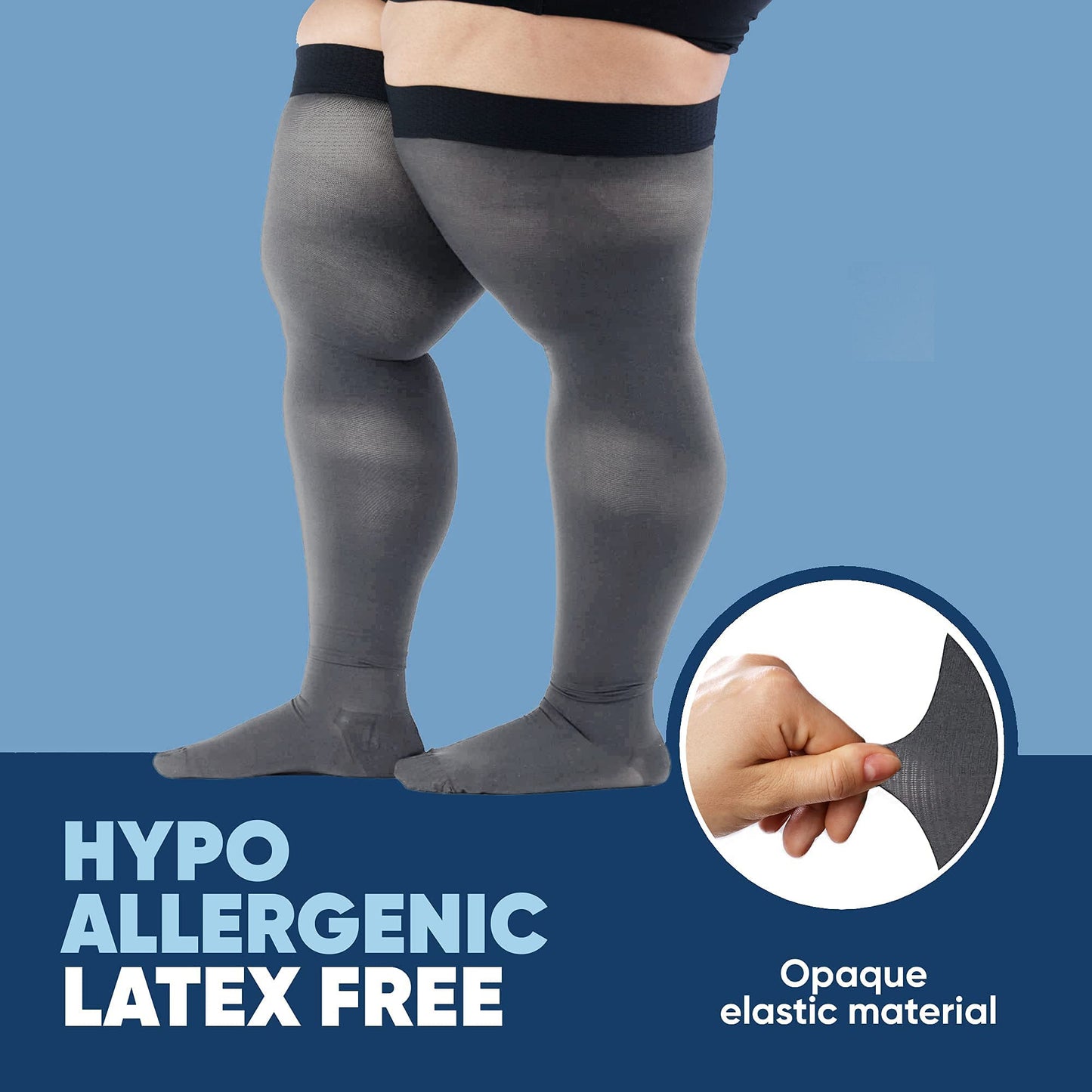 5Xl Plus Size Compression Thigh High Socks For Men 20-30Mmhg - Mens Wide Graduated Compression Stockings Hose For Improving Circ