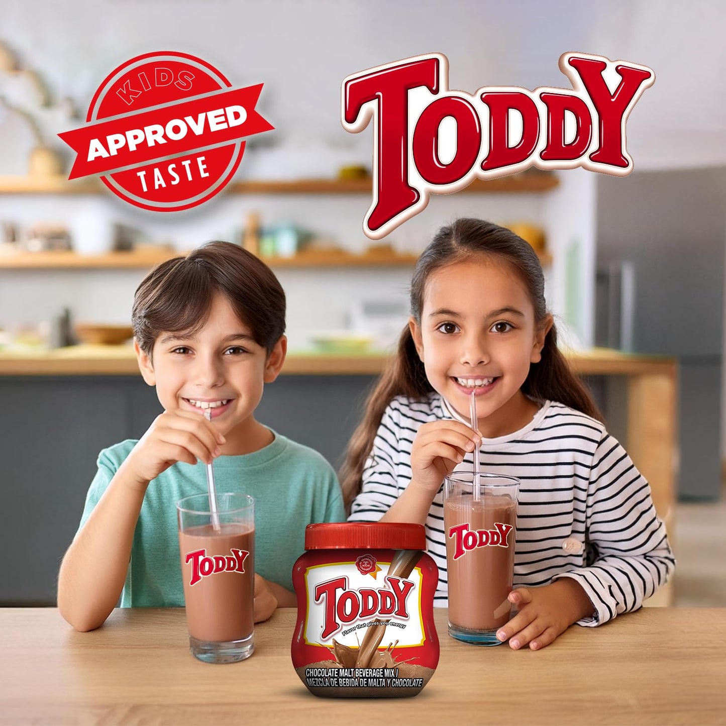 Toddy Chocolate Powder Drink Mix - Breakfast Shake with Vitamins and Proteins for Kids & Adults - Hot & Cold Beverage