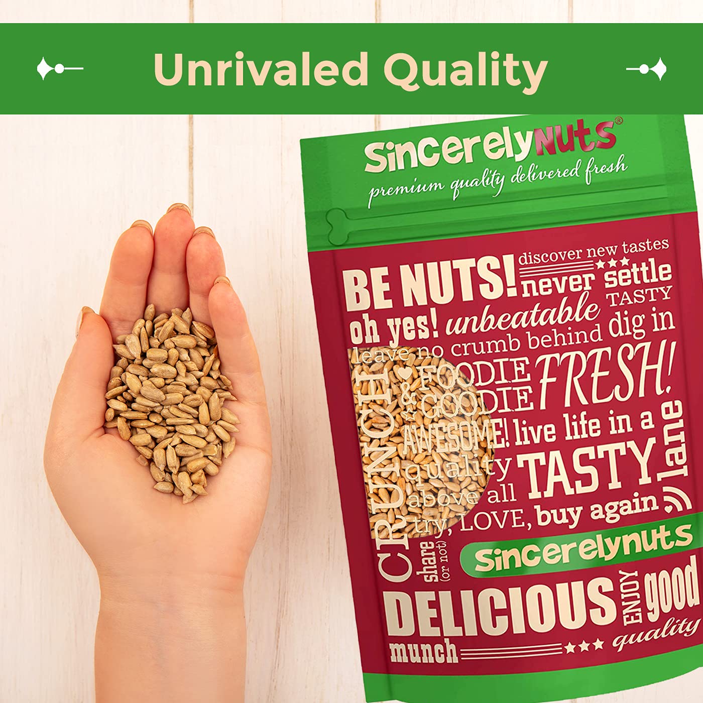 Sincerely Nuts Sunflower Seeds Roasted and Salted, Hulled | No Shell, Gluten-Free Snack, Vegan, and Kosher Certified, 2(LB) Bag