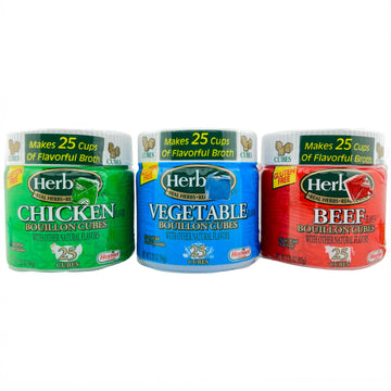 Chicken Bouillon Cubes - Beef Bouillon - Vegetable Bouillon Cube - Chicken Seasoning Broth Cubes no msg - 25 Count 3.33-oz Pack 