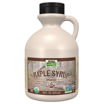 Now Foods, Certified Organic Maple Syrup, Grade A Dark Color, Certified Non-Gmo, Pure, Robust Taste, 16-Ounce