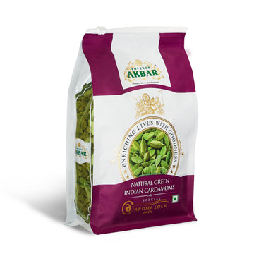Emperor Akbar Cardamom (Elaichi)- 500G - Green Cardamom In Superior Aroma-Lock Pack (Purple Grade - 8Mm Above)