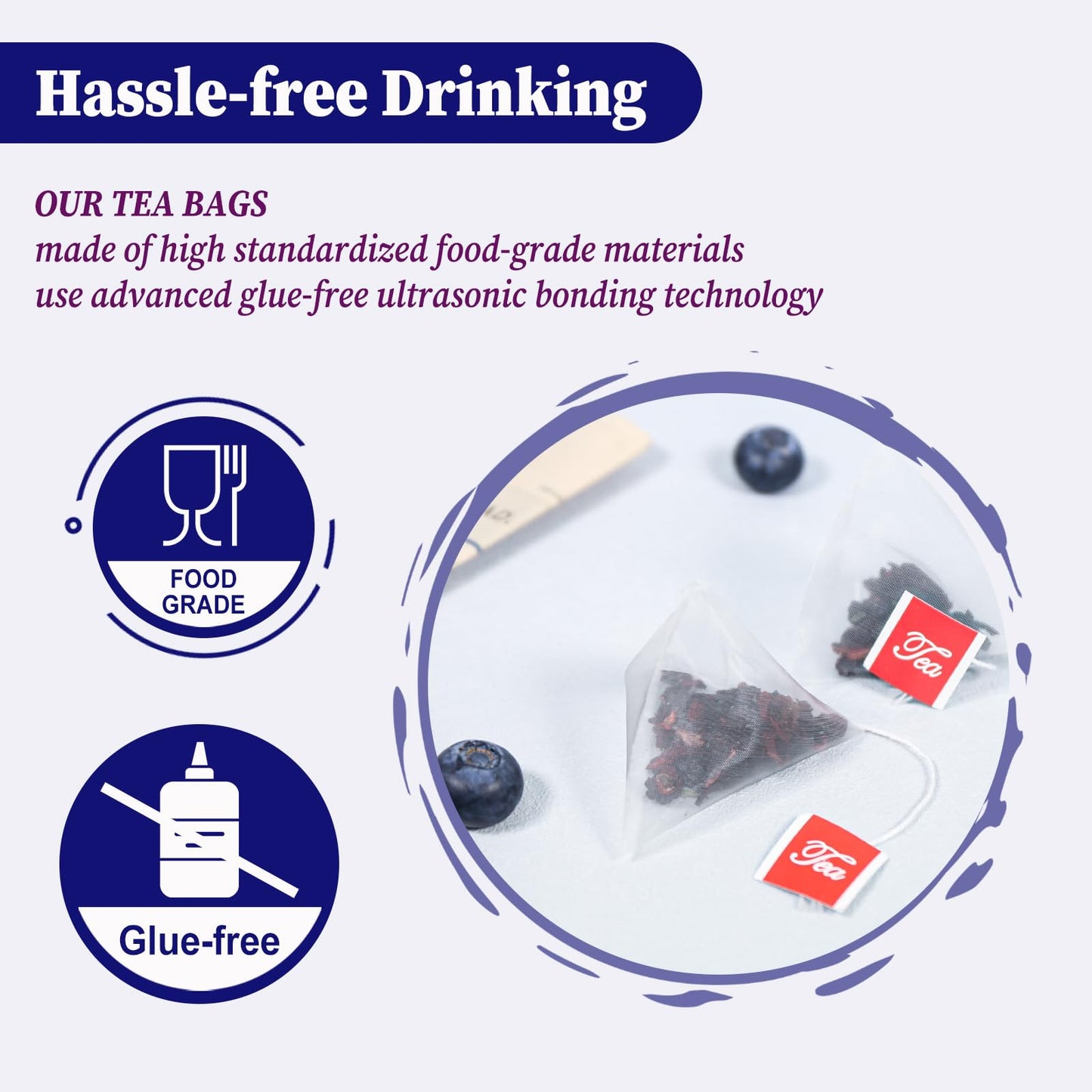 Fullchea - Blueberry Tea Bags, 50 Teabags - Premium Blueberry Blend Herbal Tea - Harmonious Mix Of Blueberries, Hibiscus, Raisin