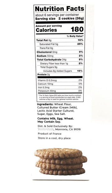 French Galettes Butter Cookies Made with French Cultured Butter, Snacking Food Dessert Treat 7.75oz/220g - Pack of 1