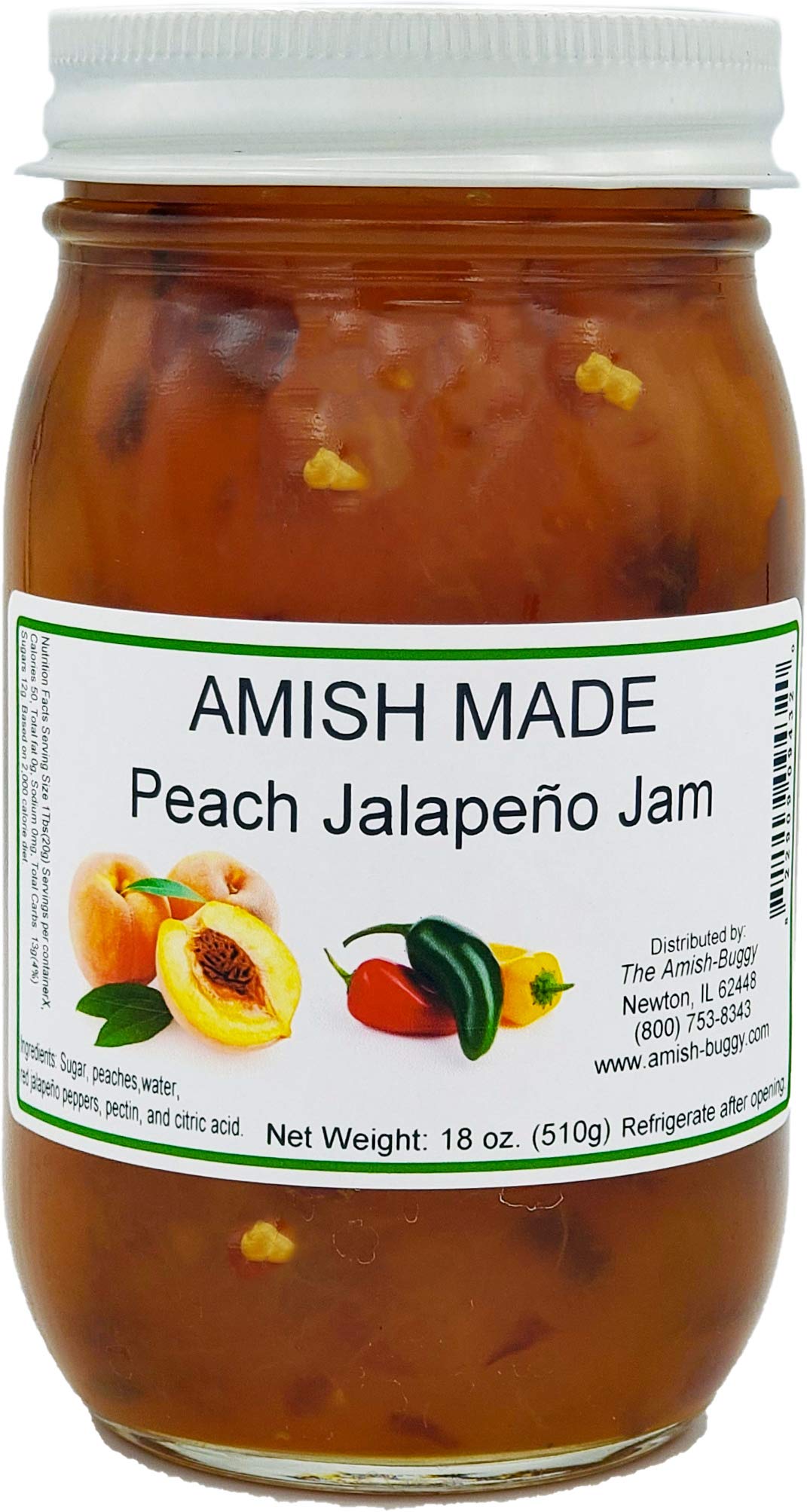 Amish Peach Jalapeno Jam - Two 18 Oz Jars