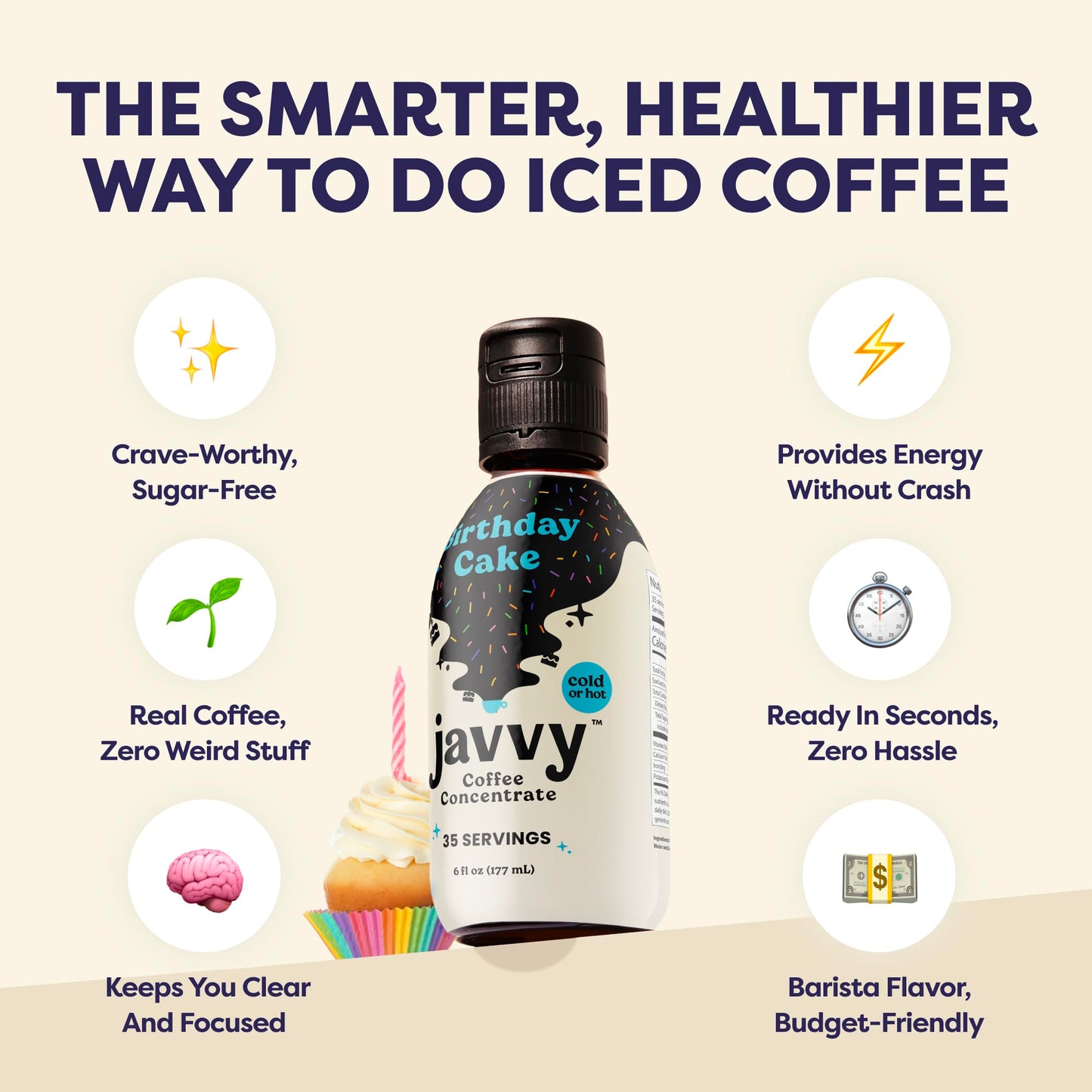 Coffee Concentrate - Limited Release Flavors - Cold Brew Coffee  Perfect for Hot or Iced Instant Coffees  Hot Drinks  Cold Brew Concentrate  35 Servings - Birthday Cake