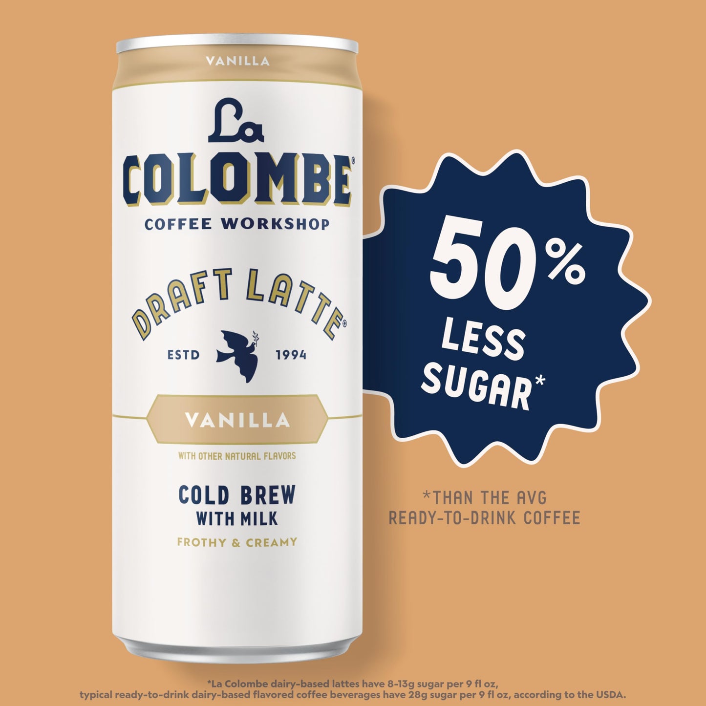 La Colombe Vanilla Draft Latte - 9 Fl. Oz. 4 Pack - 100% Arabica, Single-Origin, Brazilian Cold Brew Coffee With Lactose-Free Foamy Milk, Enhanced Coffee On The Go, 115Mg Natural Caffeine