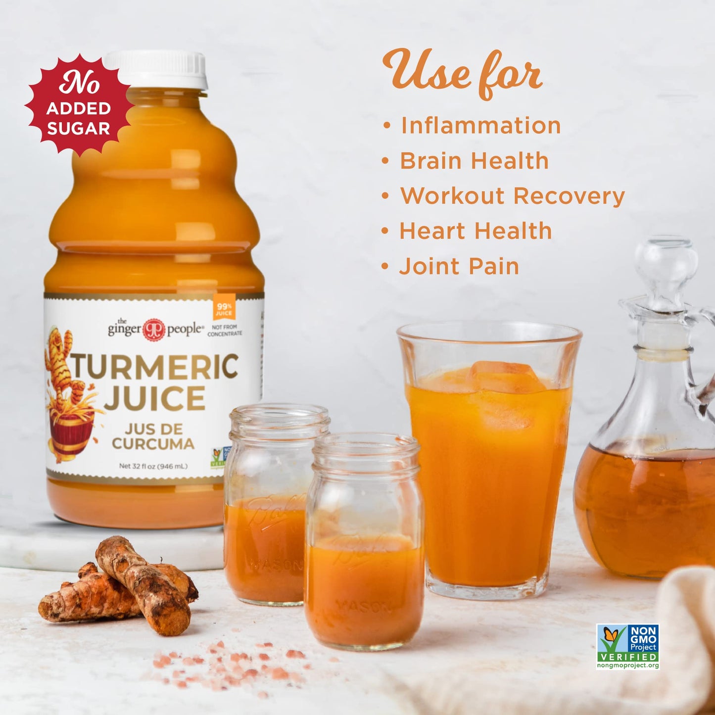 Turmeric Juice  99% Pure Turmeric Juice by The Ginger People - Drug Free  enhanced Quality Wild Turmeric Juice  32 Fl oz Bottle (Pack of 1)