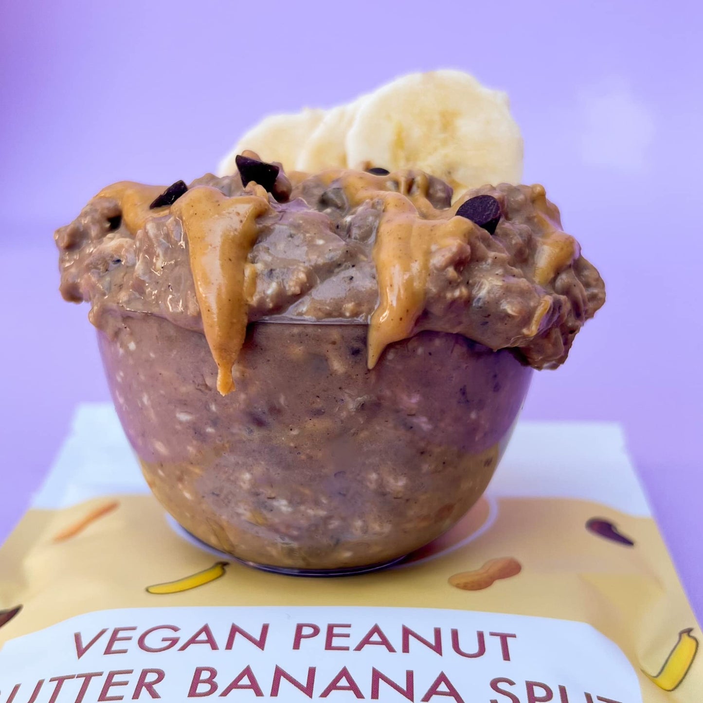Ono Overnight Oats - Vegan Peanut Butter Banana Chocolate Protein Oatmeal (6 Pack)- 20G Protein Powder, High Fiber, Low Sugar, O