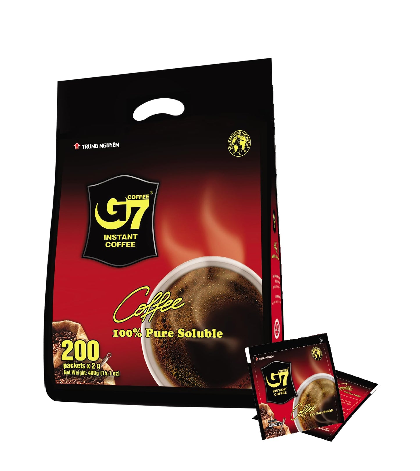 Trung Nguyen G7 Instant Coffee Pure Black 100% Soluble Strong Bold 14.1 Ounce