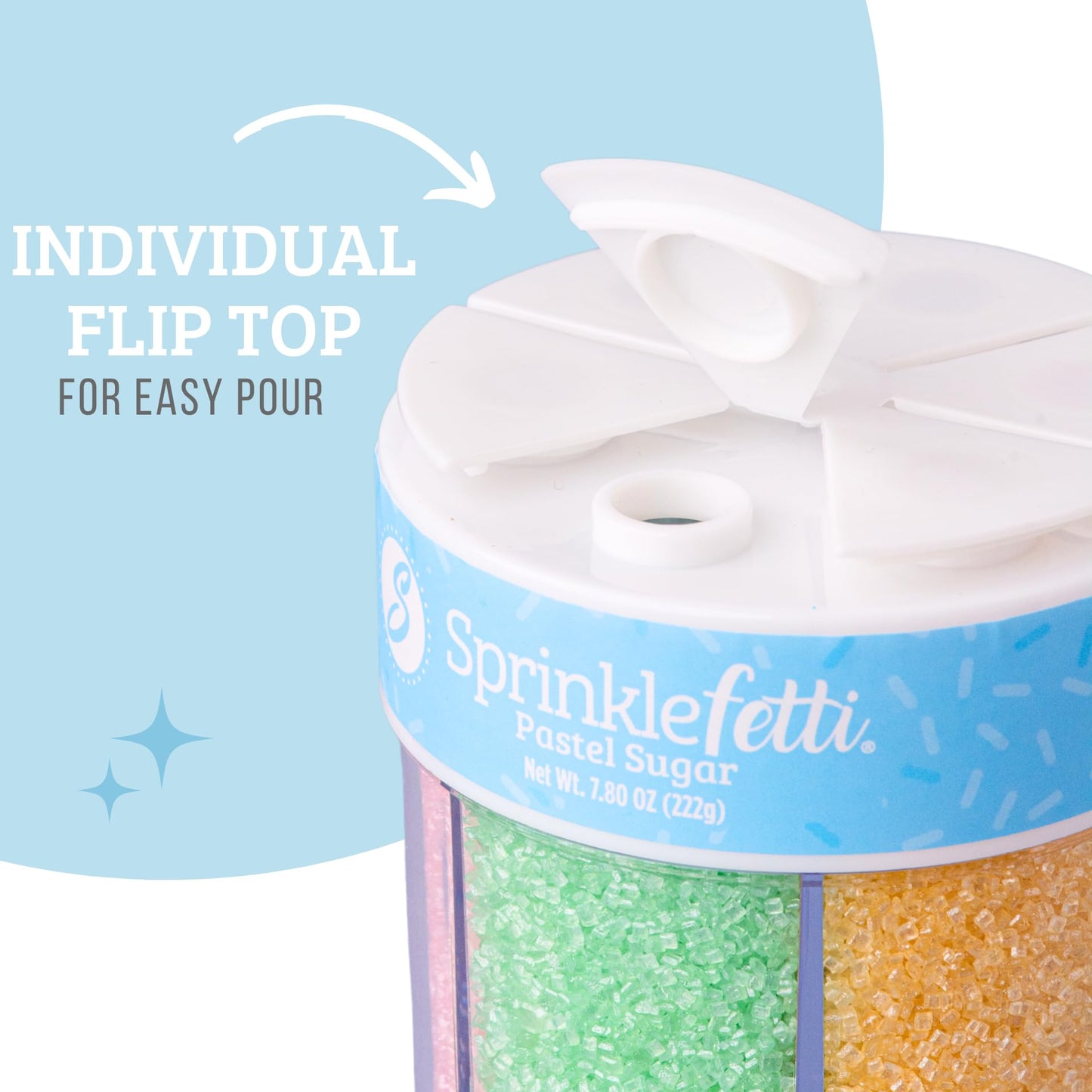 Sweets Indeed Edible Sprinkle Mix, Pastel Sugar, 7.80 oz, Perfect for Cake Decorations, Baking, Ice Cream, Cookies, Cupcake Toppers