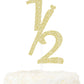 LOVENJOY 6 Months Cake Topper, Gold Glitter, Cardstock, Model ZC-HB-1/2G, Baby Birthday Decoration