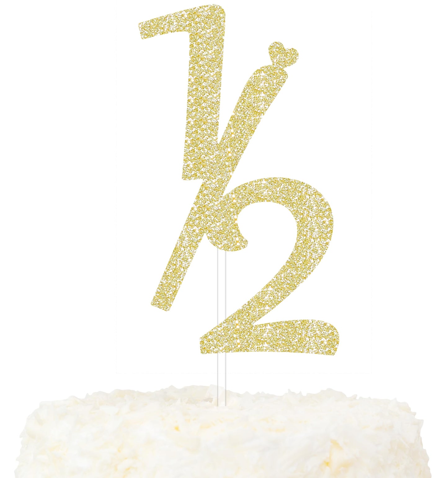 LOVENJOY 6 Months Cake Topper, Gold Glitter, Cardstock, Model ZC-HB-1/2G, Baby Birthday Decoration
