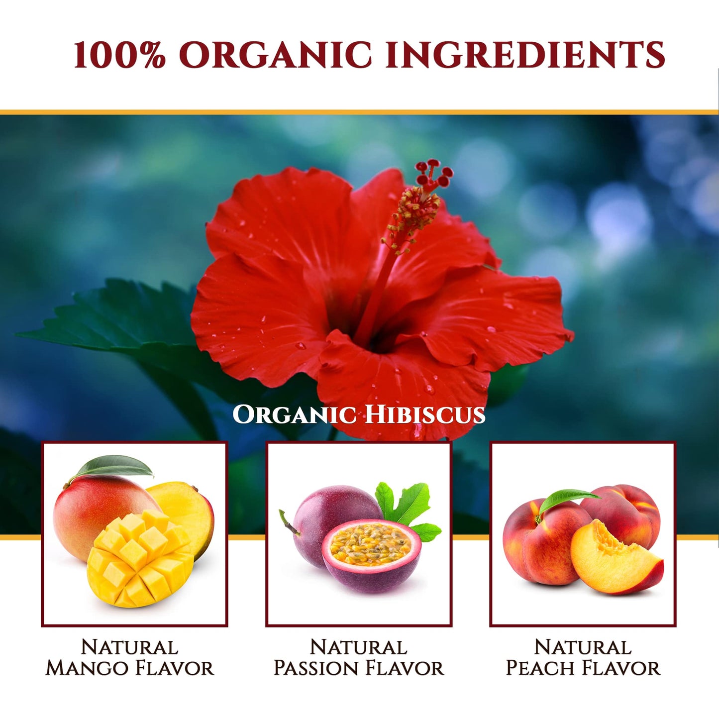 Organic Hibiscus Sabdariffa Tea Pods With Peach, Mango, & Passionfruit - Naturally Decaf Tea - Hawaiian Fruit Tea By Teavity (12