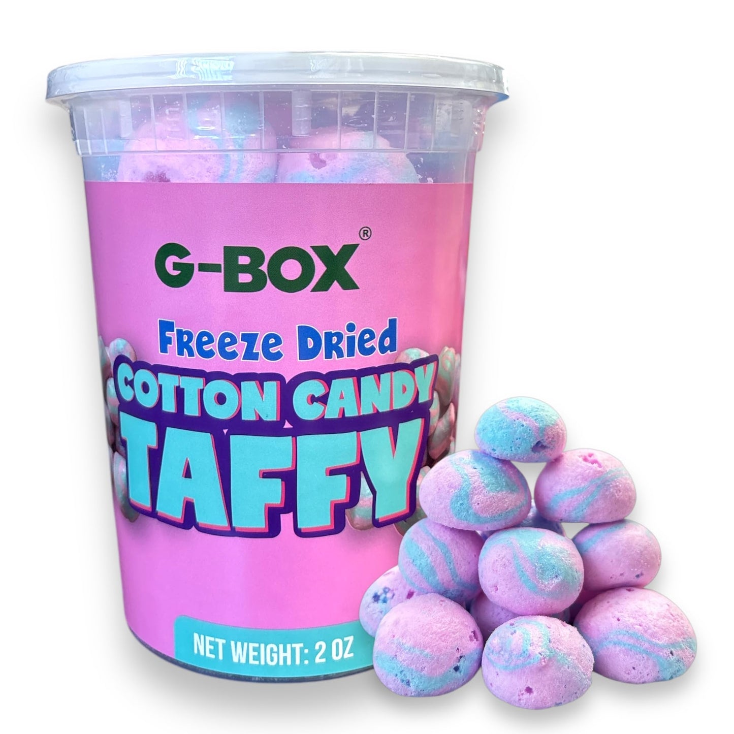 G-BOX Freeze Dried Taffy| Freeze Dried Pink Cotton Candy| TikTok Trend Items, Crunchy, Featuring Old School Candy Vibes, Perfect