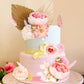 22 Pcs Cake Topper Flower Decorations Pink Palm Leaves Butterfly Floral Bohemian Bridal Party Baptism Baby Shower Summer Lady Ca
