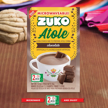 Zuko Atole Chocolate Instant Corn Starch Mix | Fortified With Vitamins | Just Add Hot Water | Microwaveable In Only 2 Minutes |