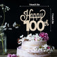 Lingteer Happy 100Th Birthday Gold Rhinestone Cake Topper - Cheers To 100Th Birthday 100 Years Old Anniversary Party Cake Center
