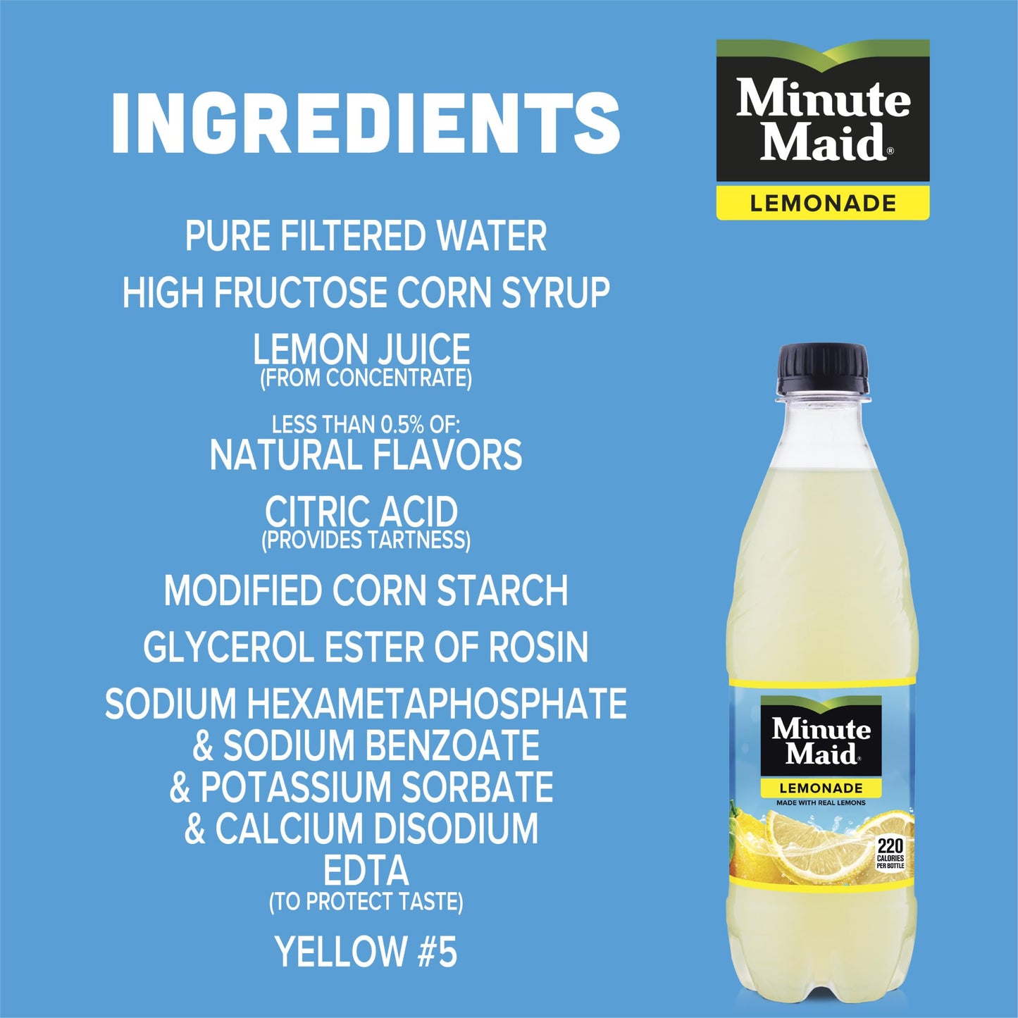 Minute Maid Lemonade, 16.9 fl oz, Pack of 6, Made with Real Lemons, Yellow