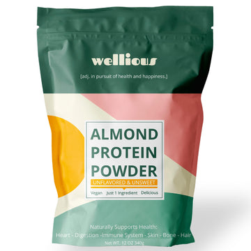 wellious Unflavored Protein Powder Vegan - Plant Based Protein Powder Dairy Free for Gut Health, No Sodium, High Fiber, Keto Fri