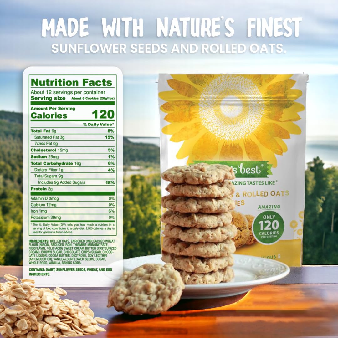 Graces Best Cookies - Sweet And Crunchy Small Snack Made With Natural, Quality Ingredients - Sunflower Seeds And Rolled Oats - P