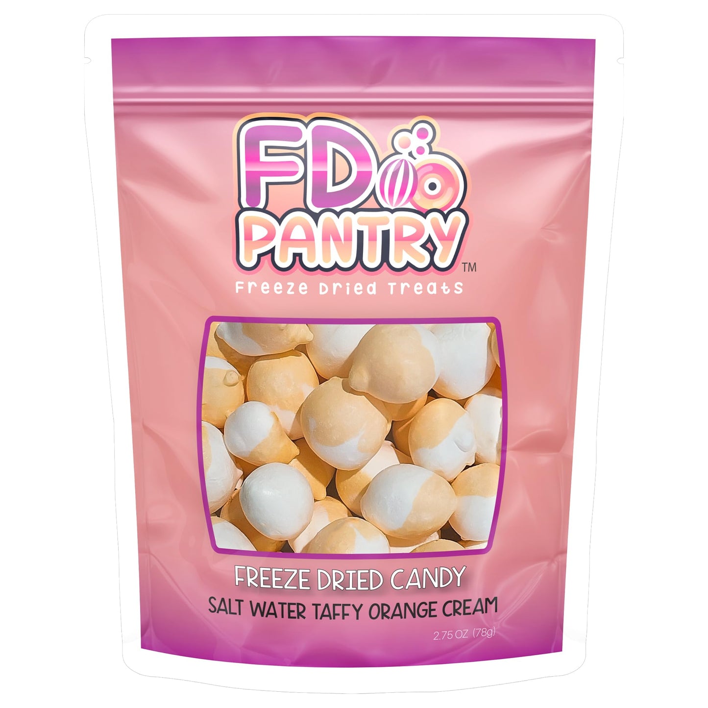 Freeze Dried Candy - Freeze Dried Salt Water Taffy Treats (Orange Cream 2.75 oz)