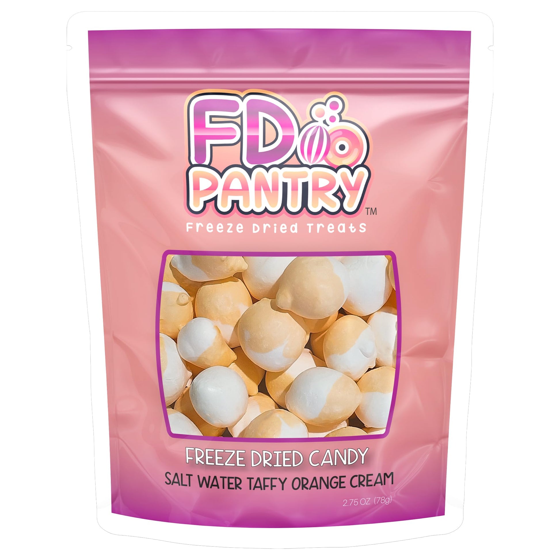 Freeze Dried Candy - Freeze Dried Salt Water Taffy Treats (Orange Cream 2.75 oz)