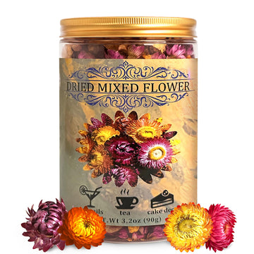 100+ Edible Dried Flowers for Cake Decoration - Food Grade Mixed Natural Colorful Chrysanthemum Flowers for Baking  Cocktails  Cupcakes  Drinks  DIY Crafts - No Additive