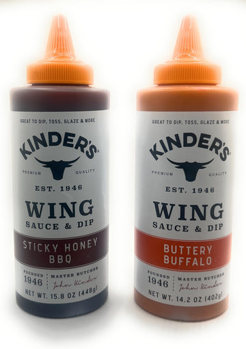 Kinders Marinades, BBQ, Dipping & Wing Sauces - 2 bottles (Buttery & Honey Wing Variety)