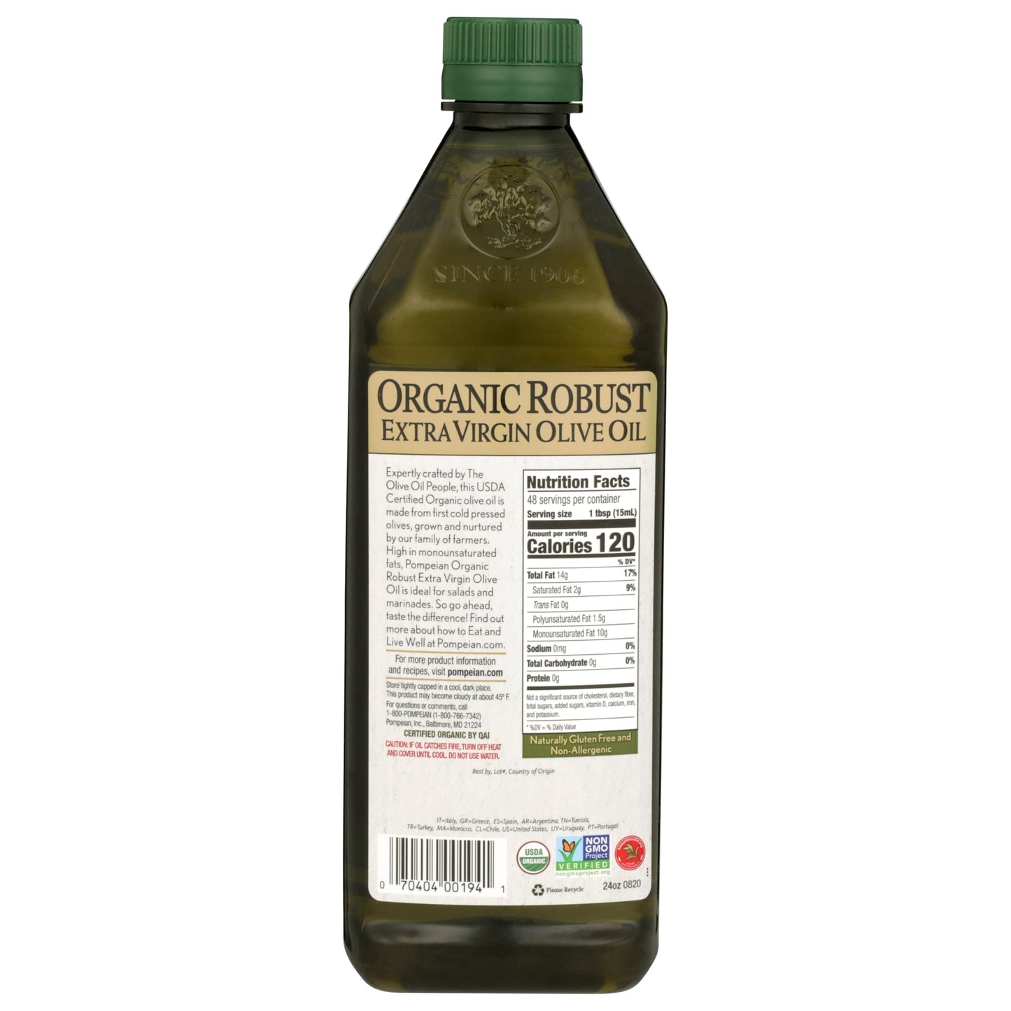Pompeian USDA Organic Robust Extra Virgin Olive Oil, Contains Polyphenols, First Cold Pressed, Full-Bodied Flavor, Perfect for S