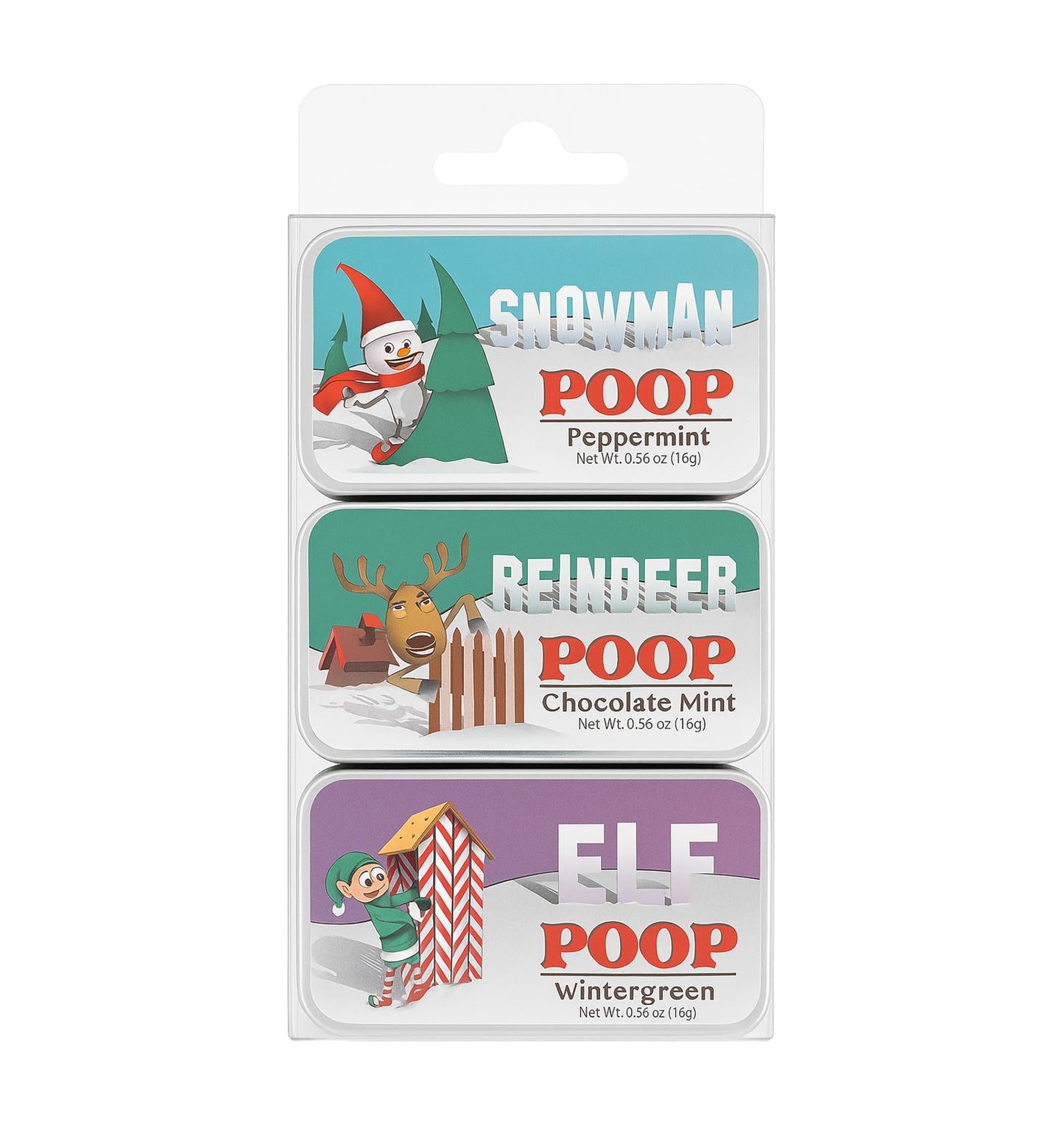 Amusemints Christmas Poop Mints 3 Pack – (3 X .56 Ounce) | Festive Novelty Candy Gifts | Funny Stocking Stuffers | Holiday Party Favors & Collectible Tins |