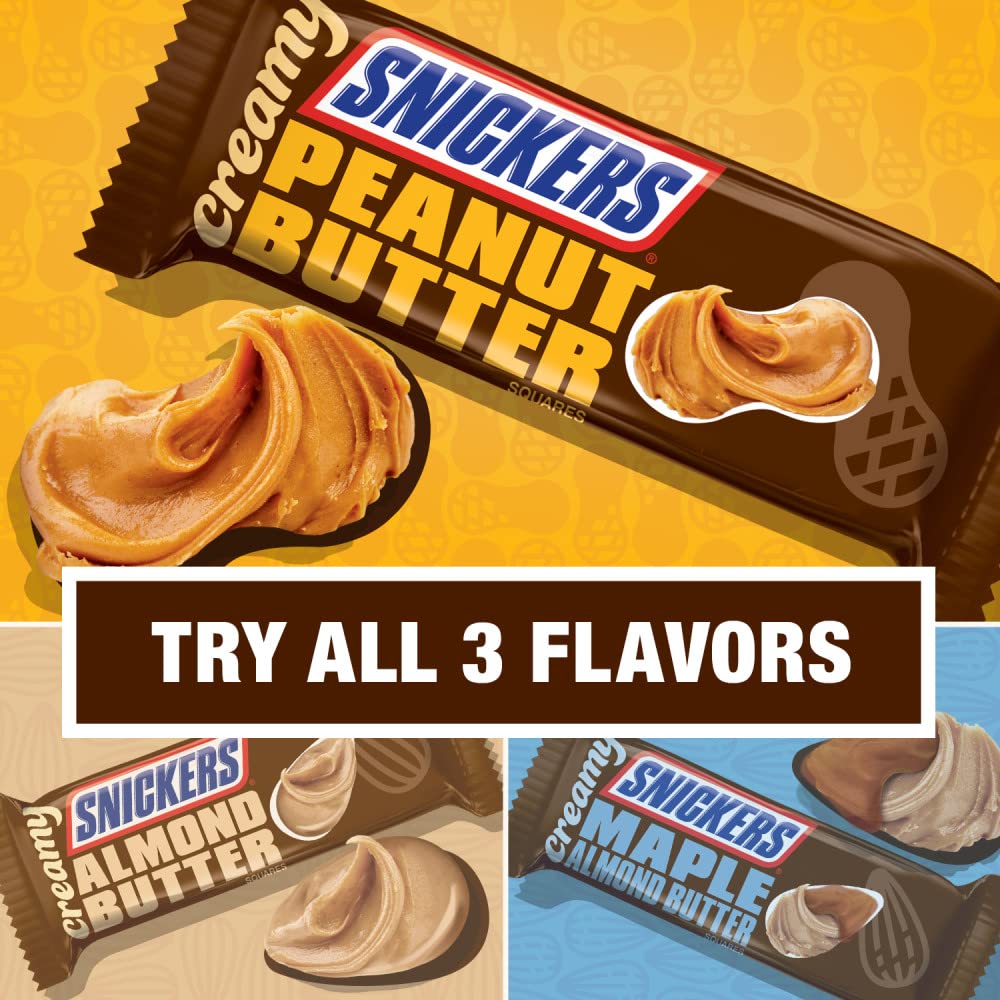 Snickers Creamy Peanut Butter Candy Bars, 1.4 Ounce - Pack of 24 - Delicious Treats for Snacking