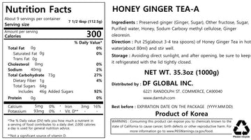 Damtuh Honey Ginger Tea - Natural Flavor & Warm Spicy Aroma, No Artificial Ingredients, Perfect For Hot Or Iced Tea, Jam, Or Sal