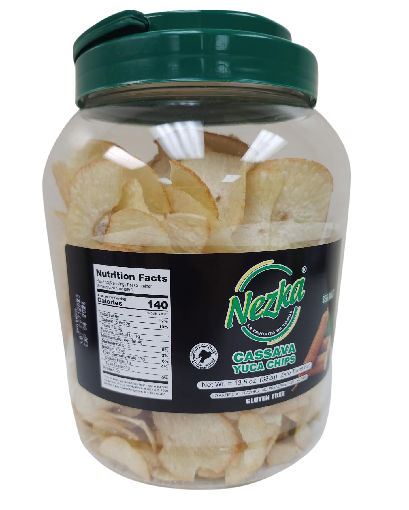 Nezka Cassava Yuca Chips - Crunchy Snacks and Side Dish - Gluten Free, Vegan, Non-GMO - 13.5 Oz (Pack of 2)