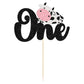 Gyufise 1Pc Cow One Cake Topper Glitter Farm Animals First Birthday Cake Topper Decorations For Baby Shower Kids Boys Girls 1St