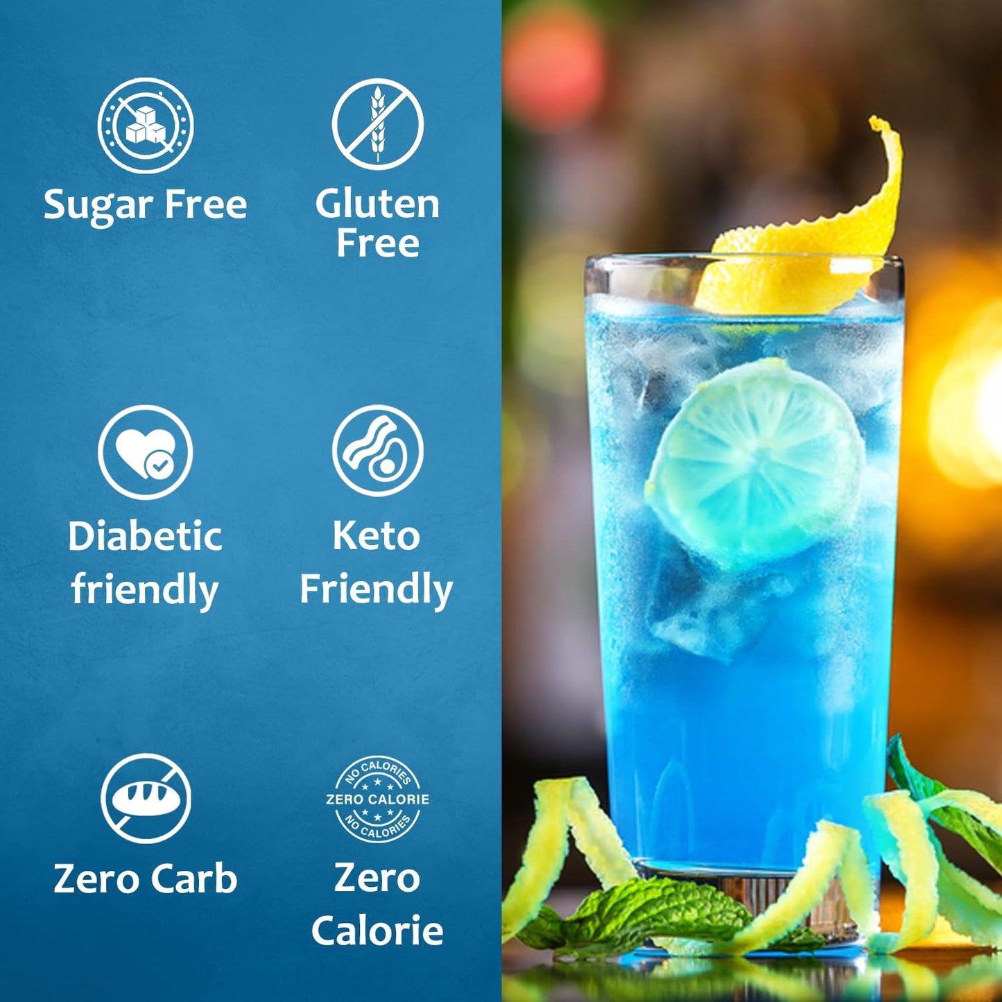 Syruvia Sugar Free Blue Curacao Syrup With Syrup Pump Dispenser - Blue Curacao Syrup Flavor, 25.4 Fl Oz - Perfect For Cocktails,