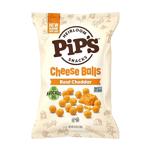 Heirloom Cheddar Cheese Balls By Pipcorn - 4.5Oz - Organic Cheese No Artificial Anything Non-Gmo Heirloom Corn No Preservatives
