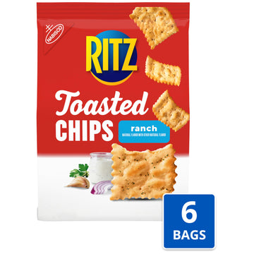 Ritz Toasted Chips Ranch Crackers, Party Snacks, Bulk Snacks, 6 - 8.1 Oz Bags