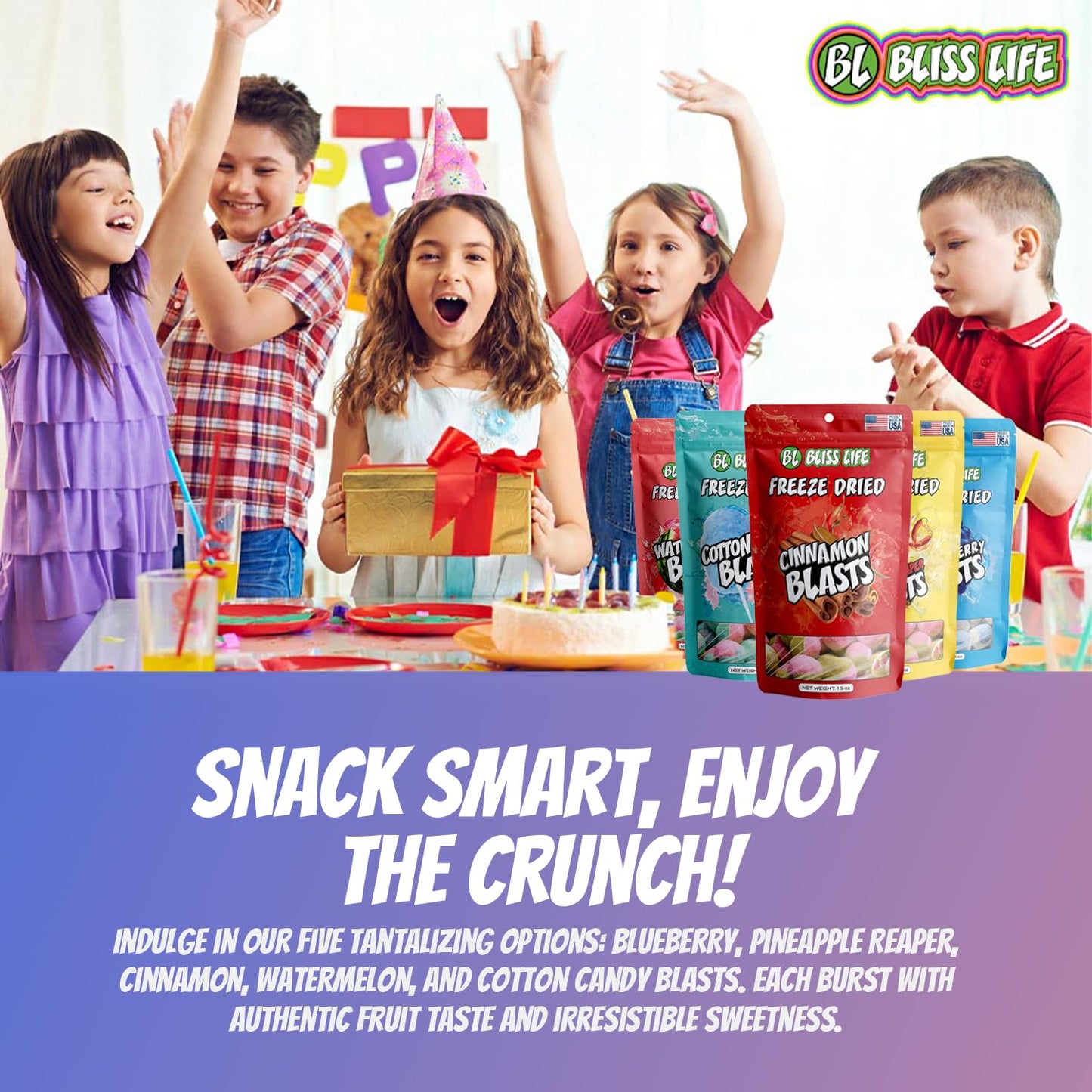 Bliss Life Blue Raspberry Blast Freeze Dried Berry Fruit Candy From Tiktok, Asmr Crunchy Candy, Spicy Sweet And Sour Kids Snacks