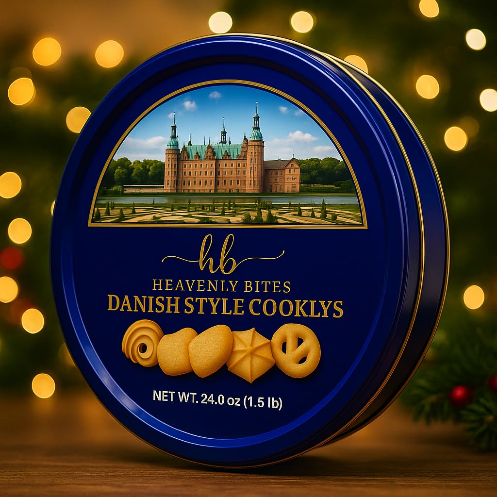 Heavenly Bites Danish Style Butter Cookies in Metal Tin - 24 Oz