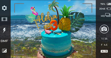 Laventy 2 Pcs Glitter Aloha Cake Topper Flamingo Cake Toppers Flamingo Happy Birthday Cake Decoration Tropical Hawaiian Luau The