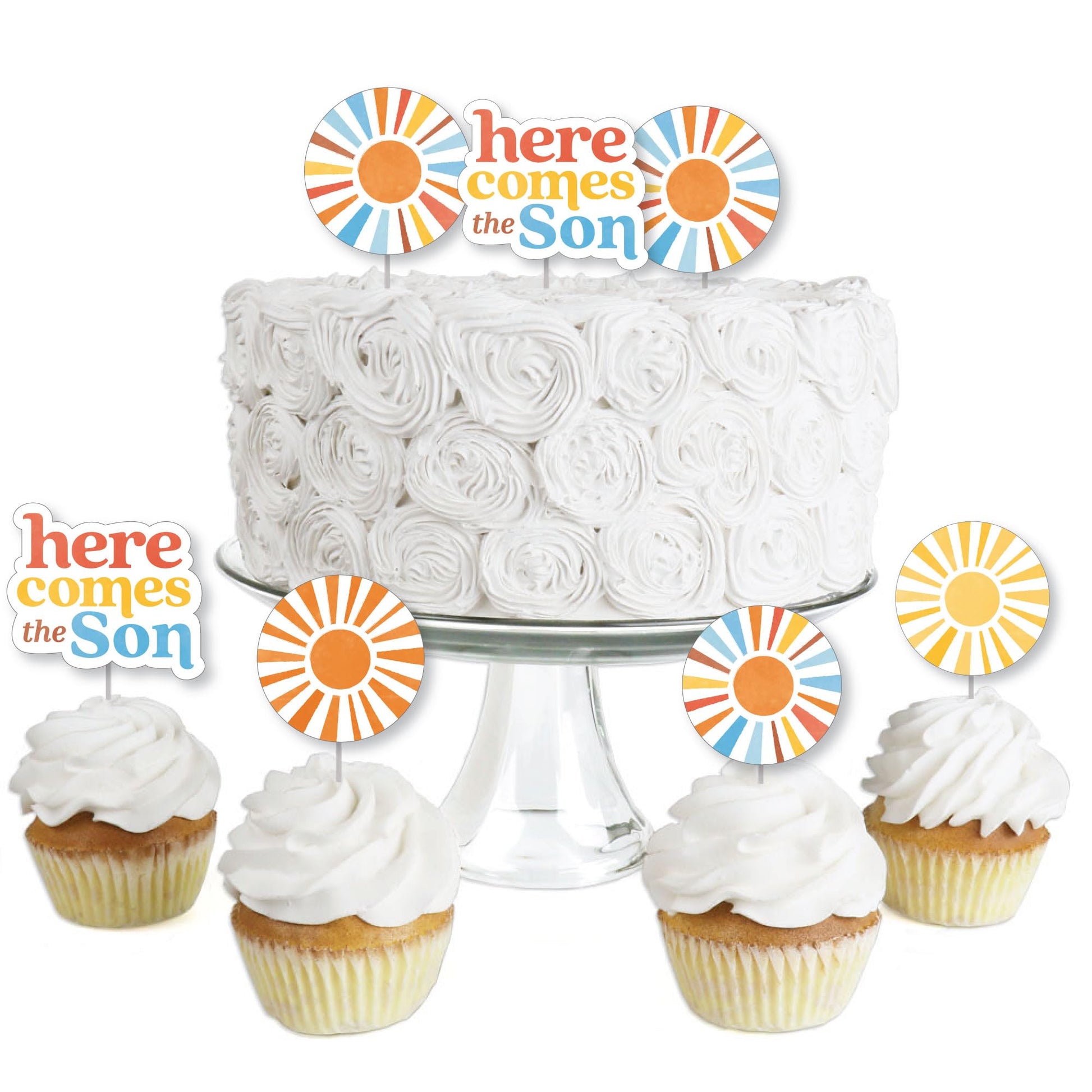 Big Dot of Happiness Cupcake Toppers, Multicolor Plastic, 3.5 inches, Set of 24 for Baby Shower