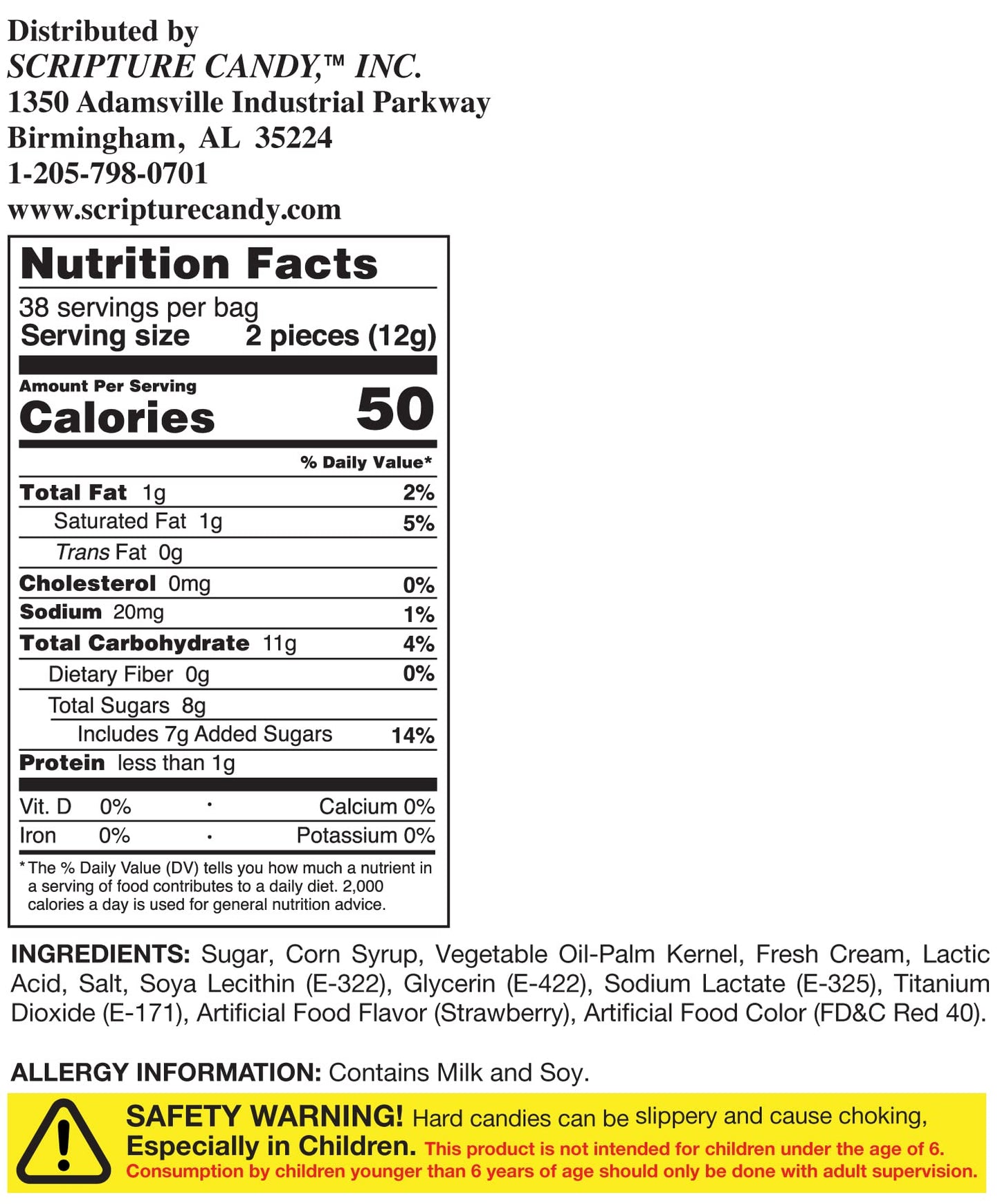 Scripture Candy, Strawberries & Cream Hard Candy 1 Pound Bag, 75 Pieces