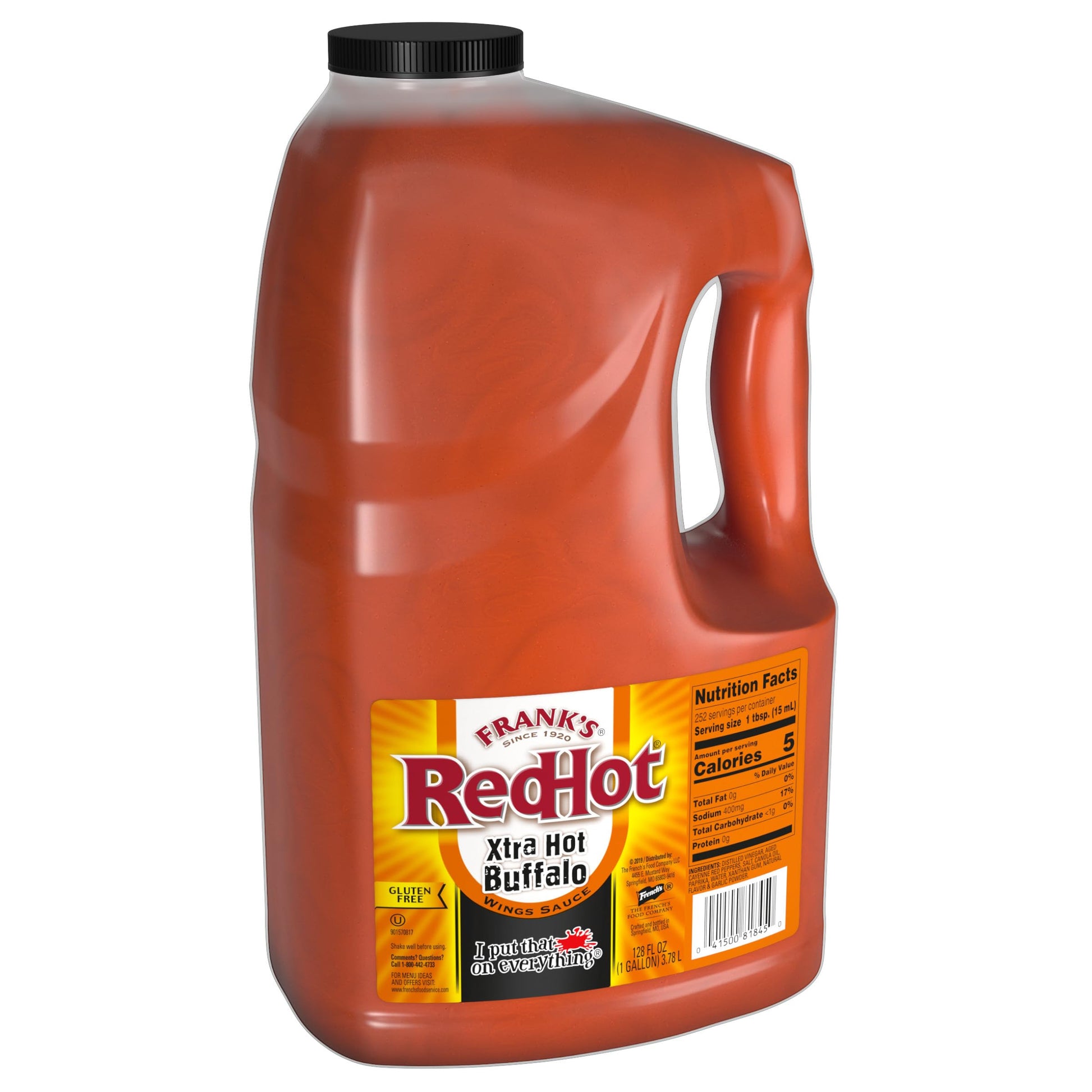 Franks RedHot Xtra Hot Buffalo Wings Sauce, 1 Gallon Jug, Model 82317 - Extra Hot, Perfect for Spicy Apps and Snacks