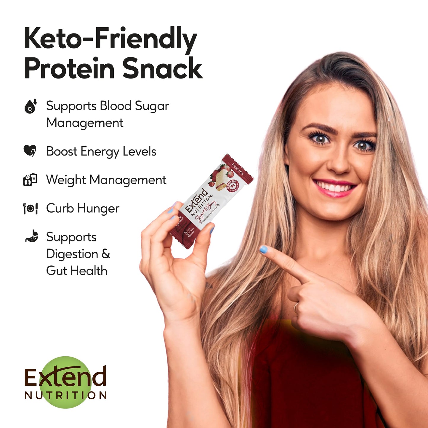 Extend Sugar Free Protein Bars, Perfect Diabetic Snacks, High Protein And Fiber, Hunger Control & Steady Energy, Low Carb, Keto Friendly (12 Count, Variety Pack)