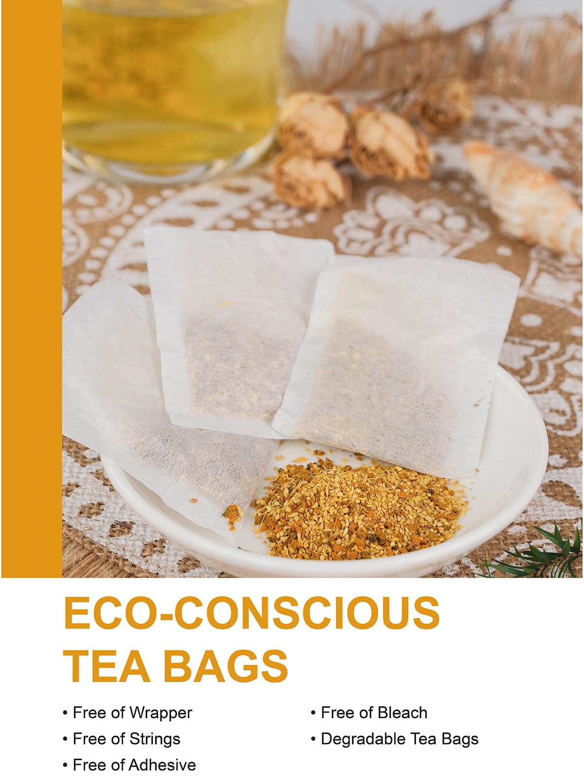 TeeLux Turmeric Ginger Tea Bags - Caffeine Free Herbal Tea, 100 Count, Spicy & Smooth Flavor