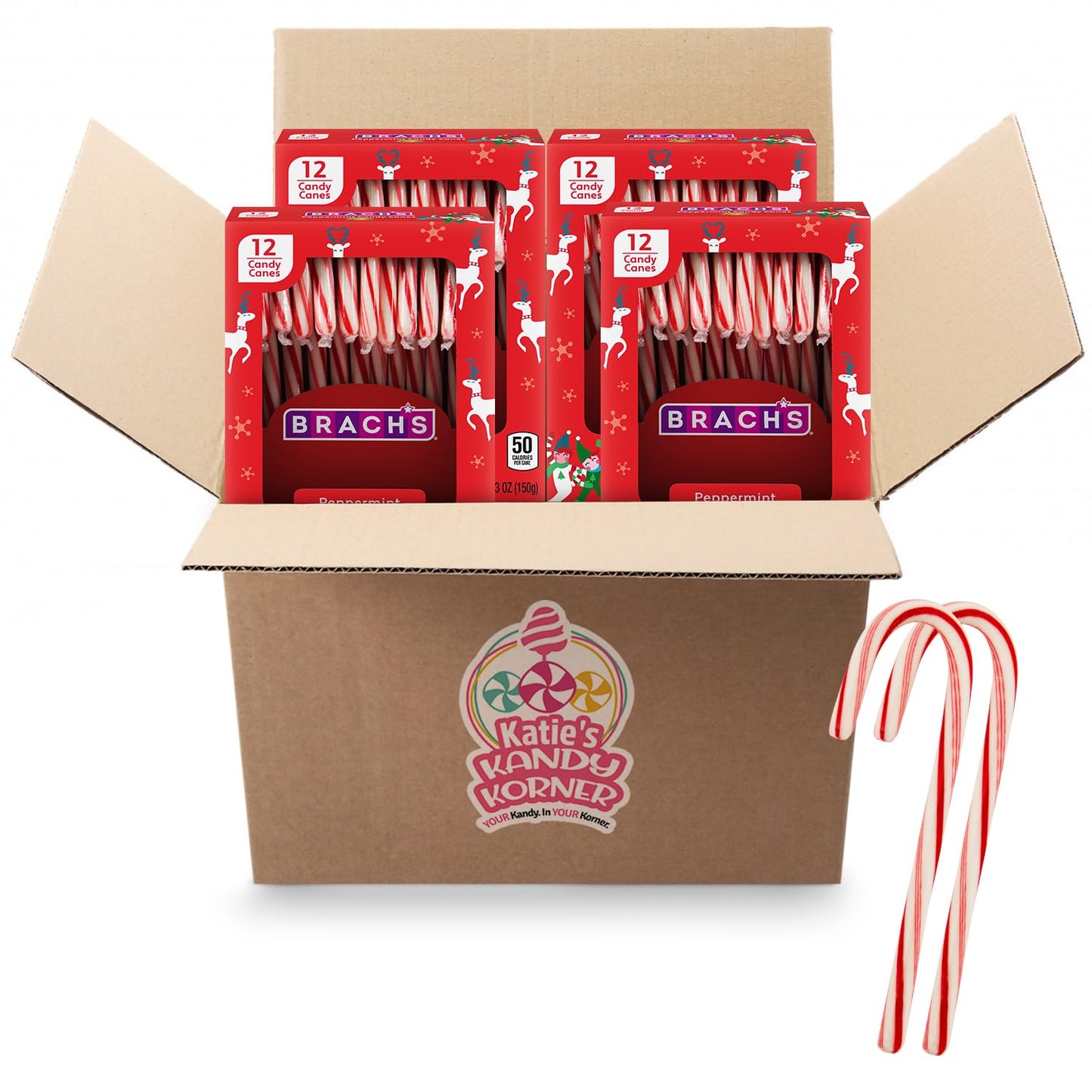 KATIES KANDY KORNER Peppermint Candy Canes in Bulk 12 Each, Individually Wrapped for Christmas Celebrations, Perfect for Stockin