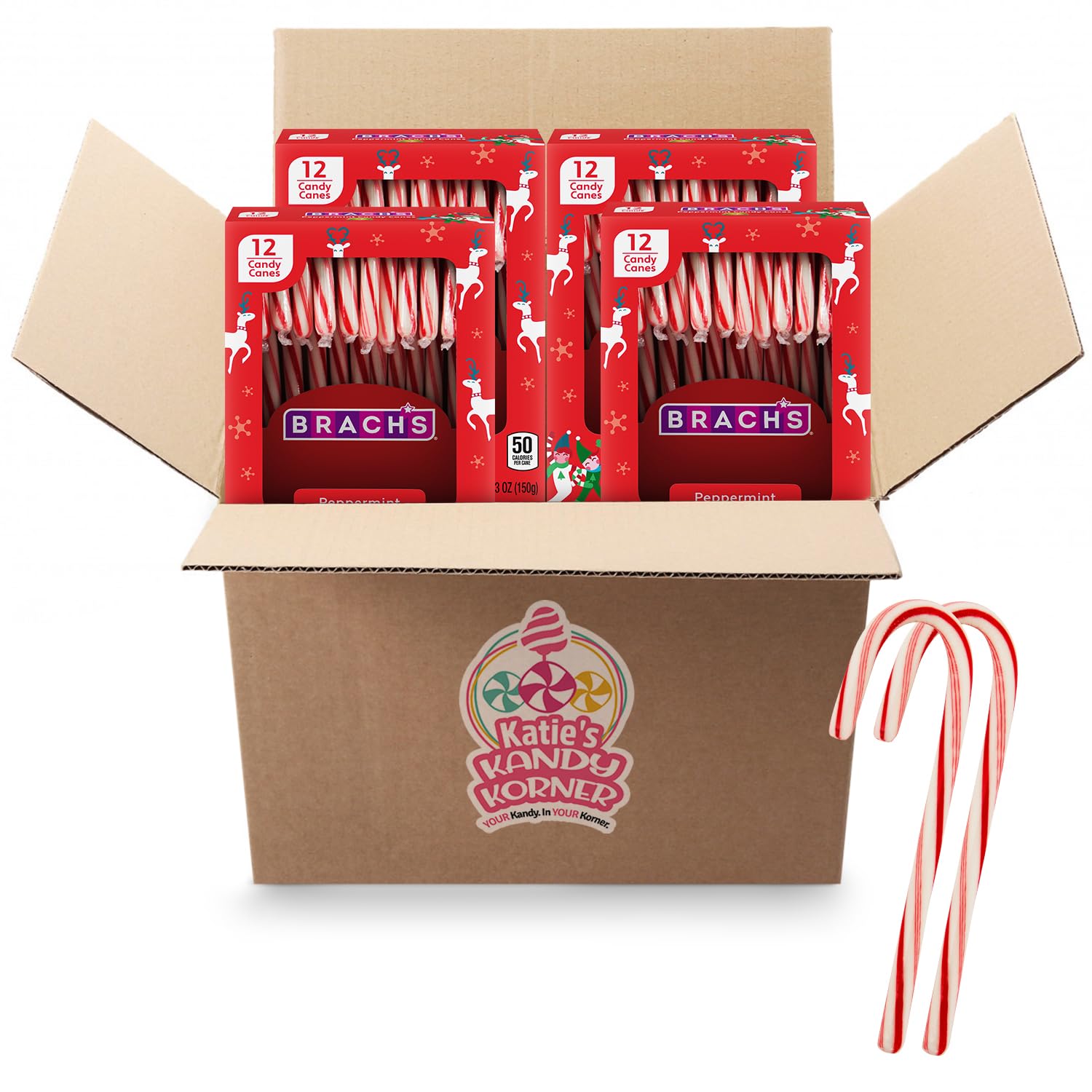 KATIES KANDY KORNER Peppermint Candy Canes in Bulk 12 Each, Individually Wrapped for Christmas Celebrations, Perfect for Stockin