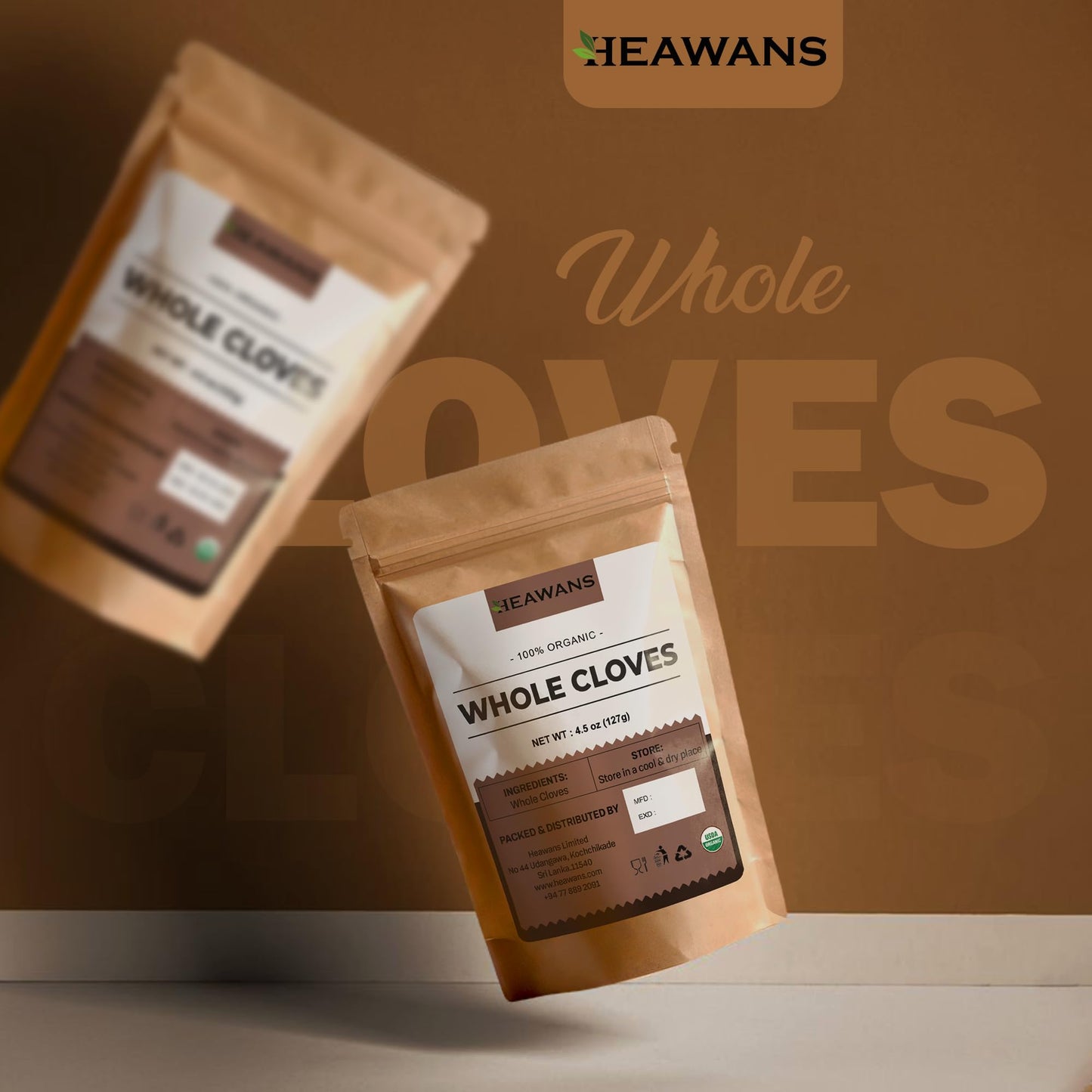 Heawans Hand Picked Premium Grade Organic Whole Cloves 4.5 Oz, Packed In A Usda Certified Farm.