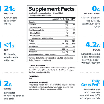 LEGION Casein+ Casein Protein Powder (Salted Caramel) - Slow-Release Micellar Casein Protein Powder - Non-GMO  Gluten-Free & Naturally Sweetened Casein Powder from Grass-Fed Cows